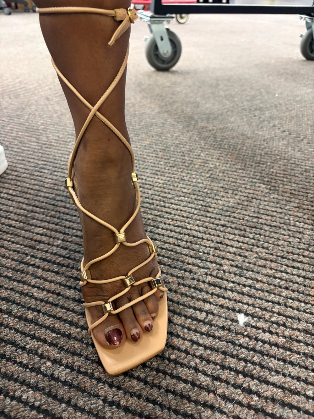 Nine West Tan Lace-Up Strappy High-Heel Sandal